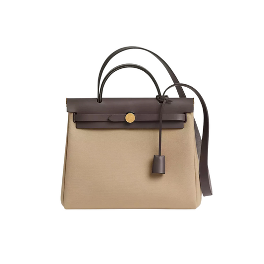 Hermes Herbag Zip 31 Bag Canvas & Gold Trench Ebene