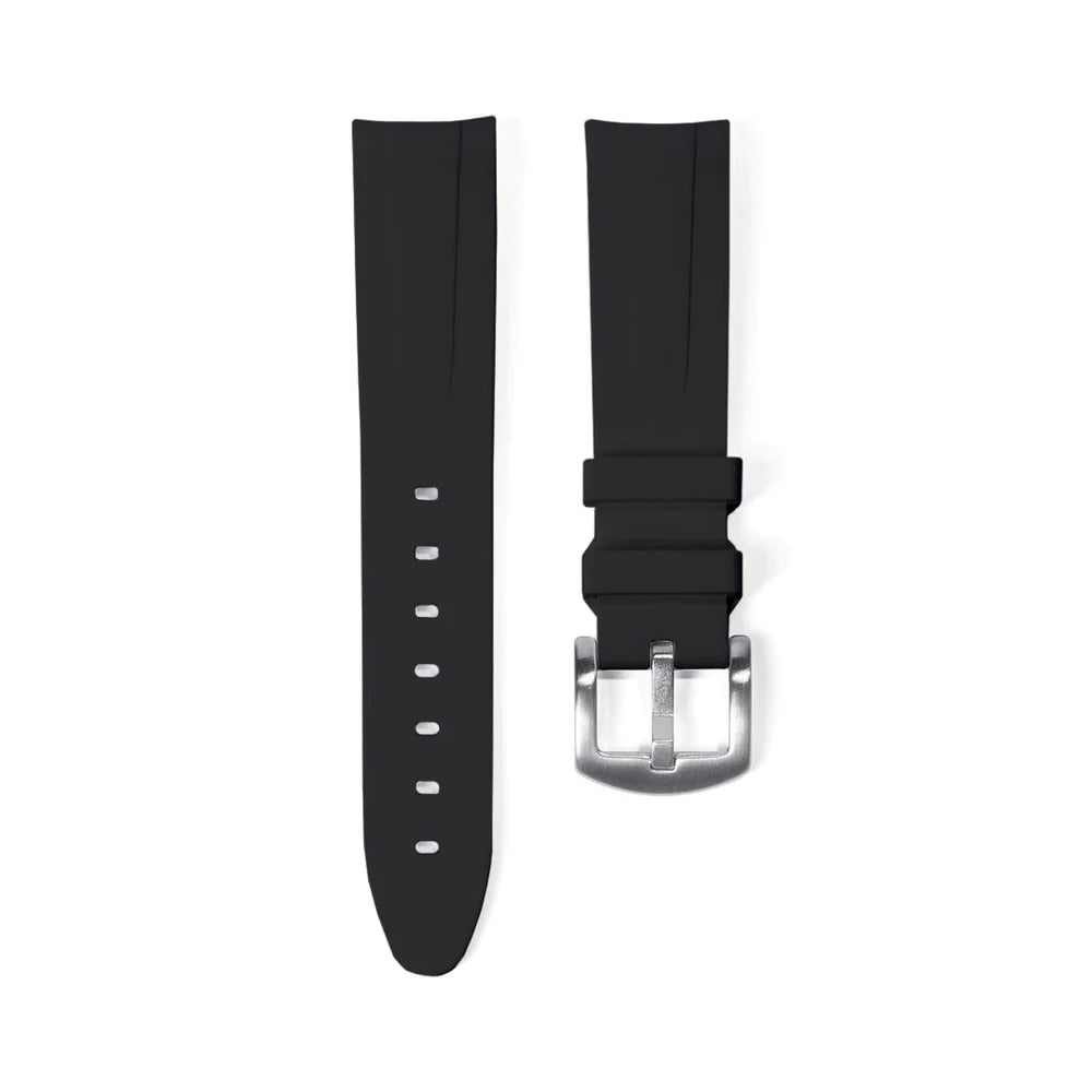 20MM CURVED ENDED BLACK RUBBER STRAP